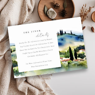 Cartão De Informações Toscana Itália Paisagem Aquarela Casamento Detalhe