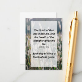 Cartão De Informações Trabalho 33:4 O Espírito de Deus me fez, e o