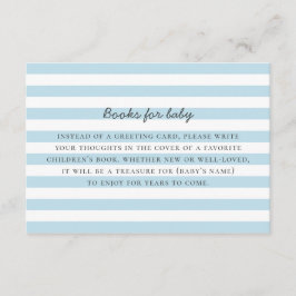 Cartão De Informações Traga o livro para o pedido do bebê. Listras azuis
