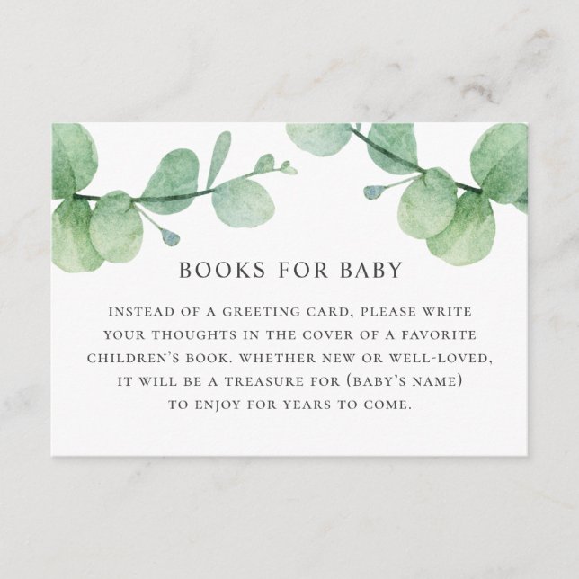 Cartão De Informações Traga o livro para pedido de bebê. Aquarela (Frente)