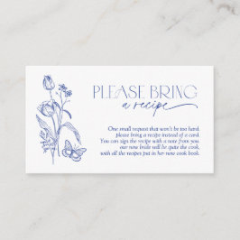 Cartão De Informações Traga Um Chá de panela Floral Azul De Receita