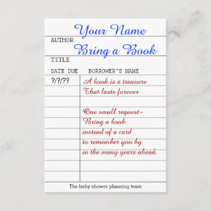 Cartão De Informações Traga um livro