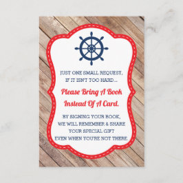 Cartão De Informações Traga Um Livro, Ahoy, Náutico, Chá de fraldas