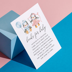 Cartão De Informações Traga um livro para bebê. Pinguim bonitinho de aqu