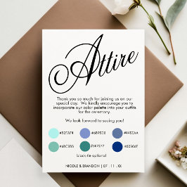 Cartão De Informações Traje de Casamento de Script Elegante Branco e Pre