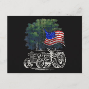 Cartão De Informações Trator de Agricultura Vintage Bandeira Americana P