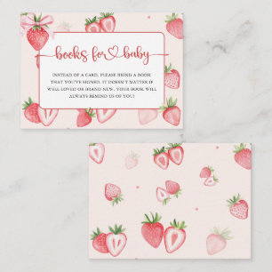 Cartão De Informações Trendy Meadow Strawberry Books para o Chá de frald