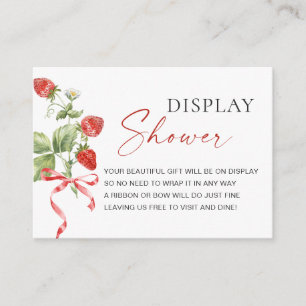 Cartão De Informações Trendy Watercolor Strawberry Bridal Chá