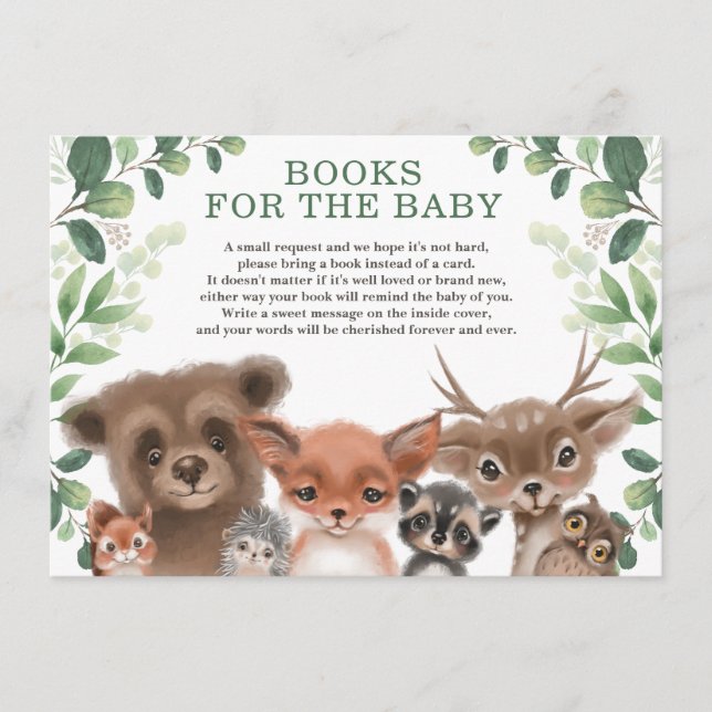 Cartão De Informações Trendy Woodland Animais Florestais Livros para Beb (Frente)