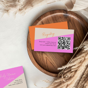 Cartão De Informações Tricolor Laranja Brilhante Tricolor QR Code Baby R