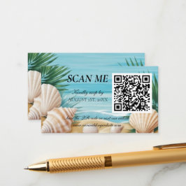 Cartão De Informações Tropical Beach Wedding RSVP QR Code Enclosure