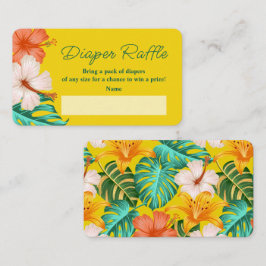 Cartão De Informações Tropical Floral havaiana Aloha Baby Fralda Raffle