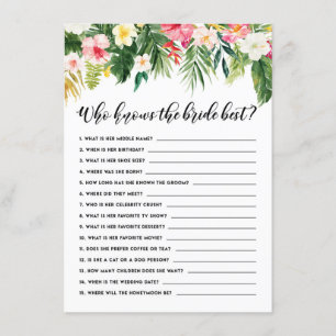 Cartão De Informações Tropical Floral que conhece o melhor jogo da noiva