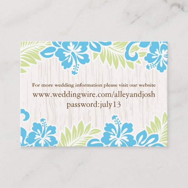 Cartão De Informações Tropical Havaiana - Turquoise (Frente)