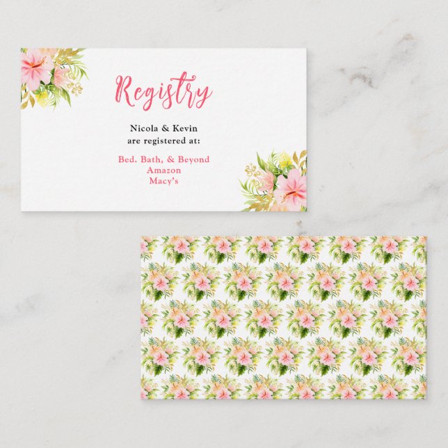 Cartão De Informações Tropical Jungle Floral Wedding Registry (Frente/Verso)