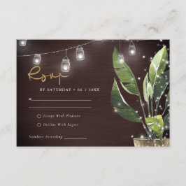CARTÃO DE INFORMAÇÕES TROPICAL PALM STARRY NOITE MASON JAR WEDDING RSVP
