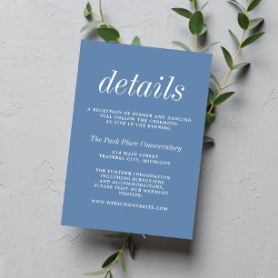 Cartão De Informações True Simplicity 2 Denim Blue Minimalist Wedding