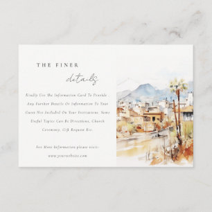 Cartão De Informações Tucson Arizona Paisagem Aquarela Casamento Detalhe