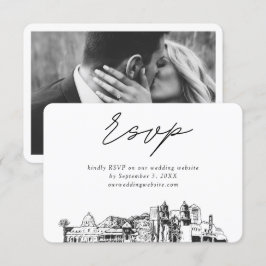 Cartão De Informações Tucson Wedding Minimalist Sketch RSVP