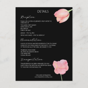 Cartão De Informações Tulipa Rosa Elegante - casamento moderno minimalis