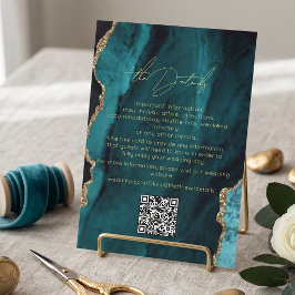 Cartão De Informações Turquesa Moderna Detalhes da Festa de Casamento