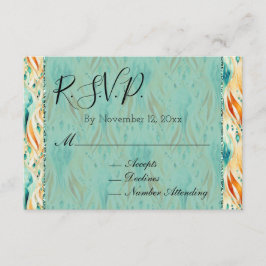 Cartão De Informações Turquoise Tangerine Abstract Jewel Weding RSVP