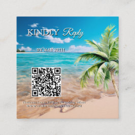 Cartão De Informações Turquoise Tide Tropical Beach Casamento Código QR