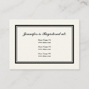 Cartão De Informações Tuxedo Registry Card em preto e branco em creme