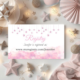 Cartão De Informações Twinkle Little Star Pink Girl Baby Shower Registry