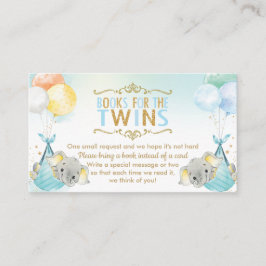Cartão De Informações Twins Bebês Elefante Traga um Livro