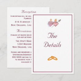 Cartão De Informações Two Hearts Burgundy Catholic Wedding