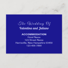 Cartão De Informações Typography Style Dark Blue Wedding Accommodation