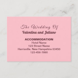 Cartão De Informações Typography Style Pink Wedding Accommodation