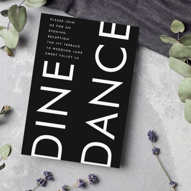 Cartão De Informações Ultra Moderno Nome Grande COMER DANÇAR Casamento (Criador carregado)