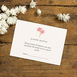 Cartão De Informações Um bebê de flor silvestre em chá de fraldas