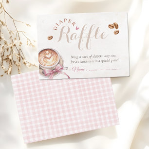 Cartão De Informações Um bebê está preparando café laço rosa fralda rifa