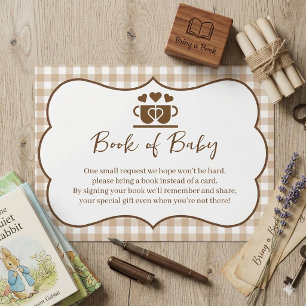Cartão De Informações Um Bebê Está Sendo Preparado Traga um Livro em vez