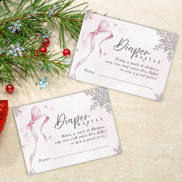 Cartão De Informações Um Chá de fraldas brilhante de Arco Rosa com Floco