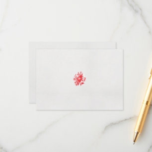 Cartão De Informações um desenho de uma flor vermelha em um fundo branco