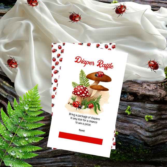 Cartão De Informações Um doce Chá de fraldas de Ladybug Raffle (A Cute Little Ladybug Girl Baby Shower "Diaper Raffle" Insert Card)