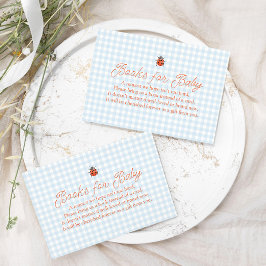 Cartão De Informações Um Pequeno Amor Gingham Ladybug Chá de Bebê