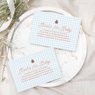 Cartão De Informações Um Pequeno Amor Gingham Ladybug Chá de Bebê