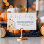 Cartão De Informações Um Pequeno Pumpkin Fall Chá de fraldas Livros Para<br><div class="desc">Apresentamos os nossos Livros de Chá de fraldas "A Little Pumpkin" para o Cartão de Recepção de Bebês, concebidos para adicionar um toque encantador à sua celebração temerária do outono. Este cartão apresenta um adorável design de abóbora, perfeito para encorajar os hóspedes a trazer um livro favorito em vez de...</div>