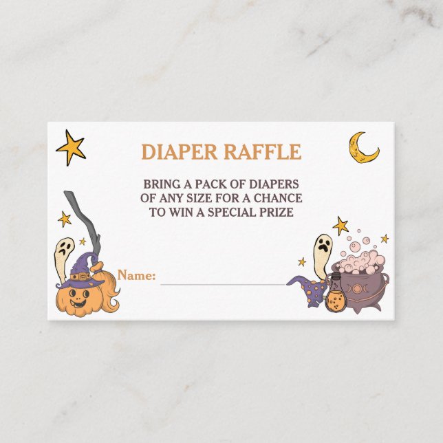 Cartão De Informações Um pequeno Raffle Chá de fraldas de Halloween (Frente)