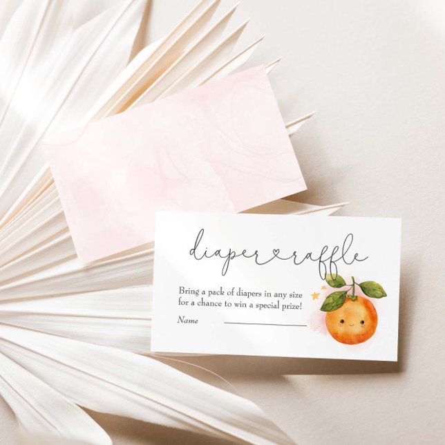 Cartão De Informações Um Pequeno Raffle Chá de fraldas Laranja Pequeno (Criador carregado)