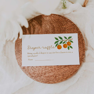 Cartão De Informações Um Pequeno Raffle Chá de fraldas Laranja Pequeno