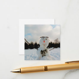 Cartão De Informações Um verdadeiro Snowman e uma fotografia da paisagem