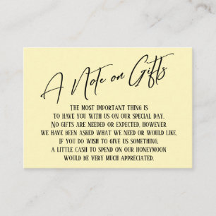 Cartão De Informações Uma Nota Sobre Presentes Caligrafia Moderna Casame