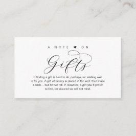 Cartão De Informações Uma Nota Sobre Presentes De Casamento, Lindo Luxo 