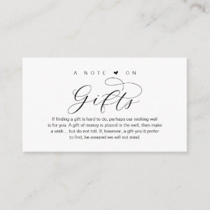 Cartão De Informações Uma Nota Sobre Presentes De Casamento, Lindo Luxo 